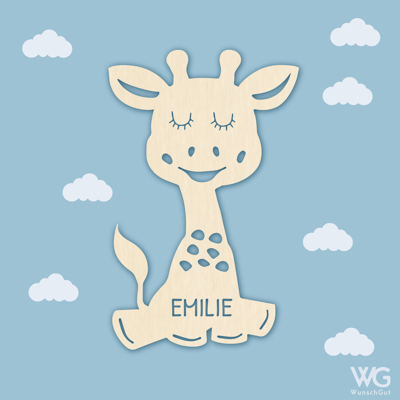 Personalisierte Wandleuchte Holz "Emilie die Giraffe"